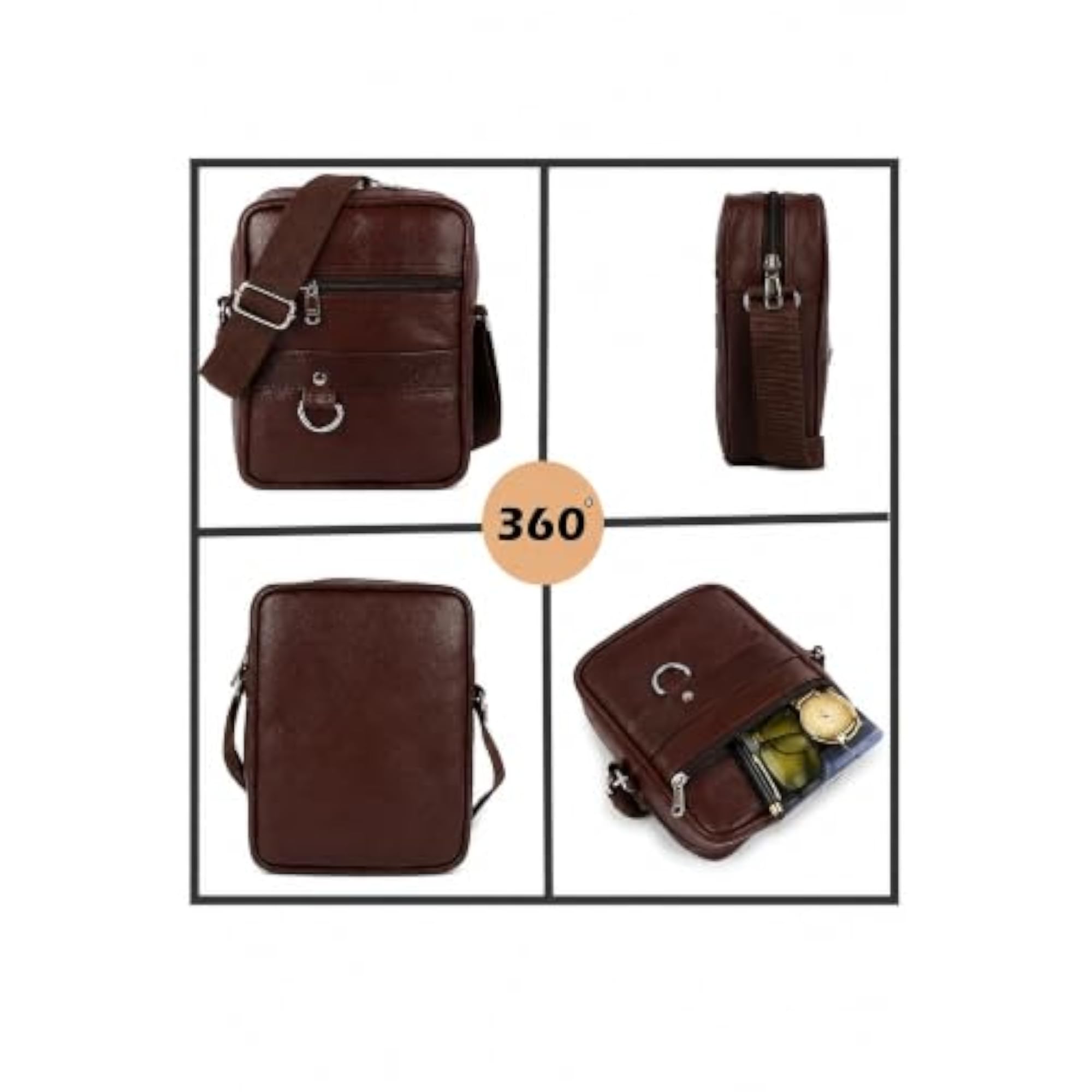 PU Leather Sling Bag, Crossbody Travel Messenger for Men
